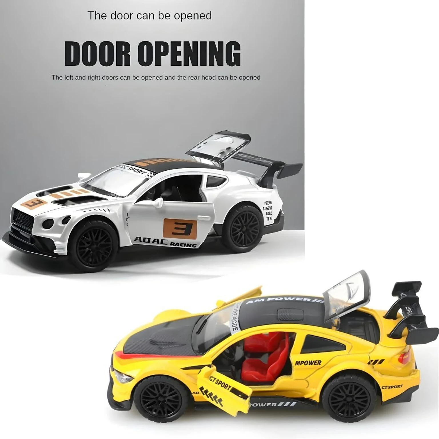 Premium Diecast GT Sports Car – 1:36 Scale Collectible, Opening Doors (Multicolor)