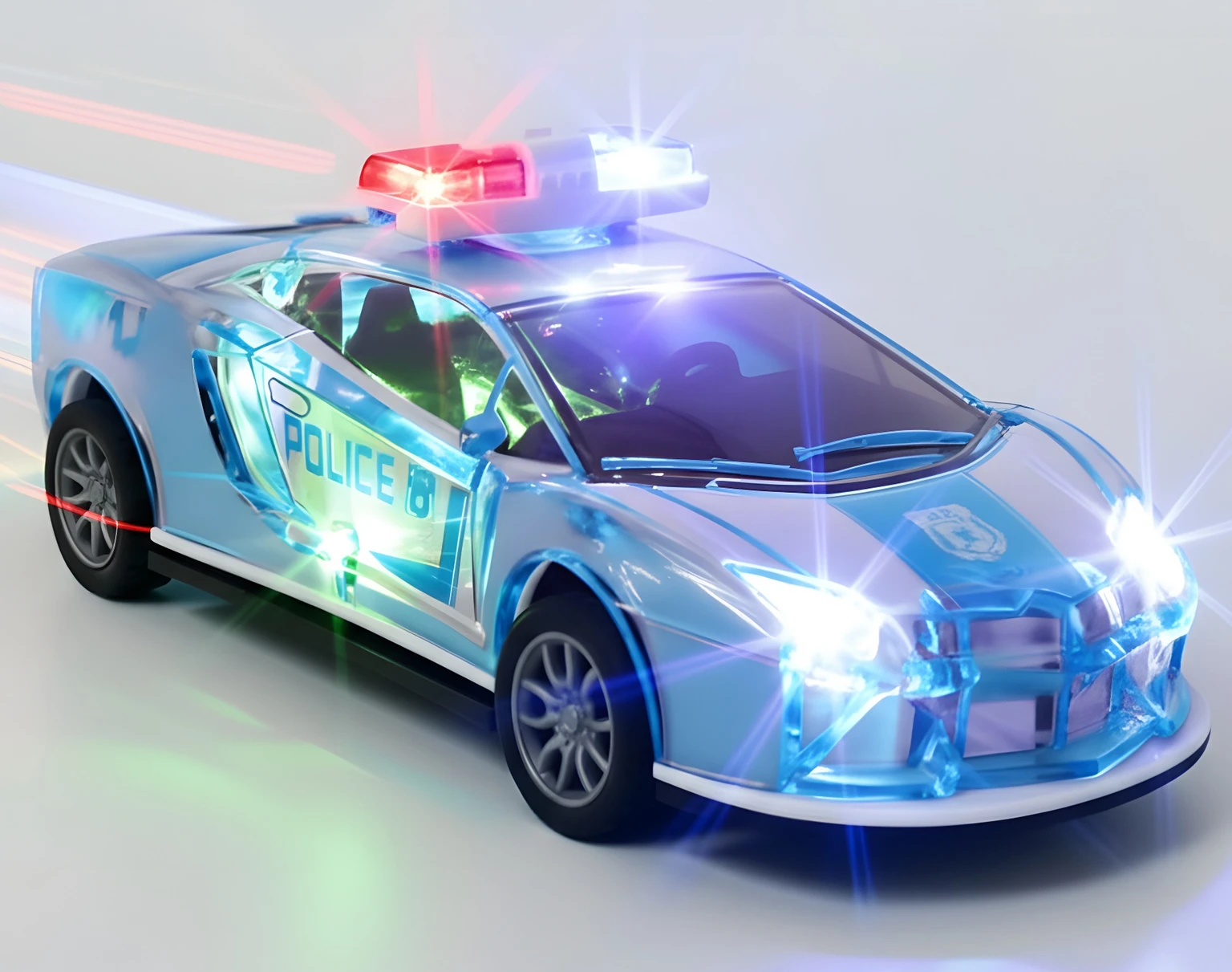 Police Car Toy for Kids Friction-Powered Vehicle with Lights & Sound