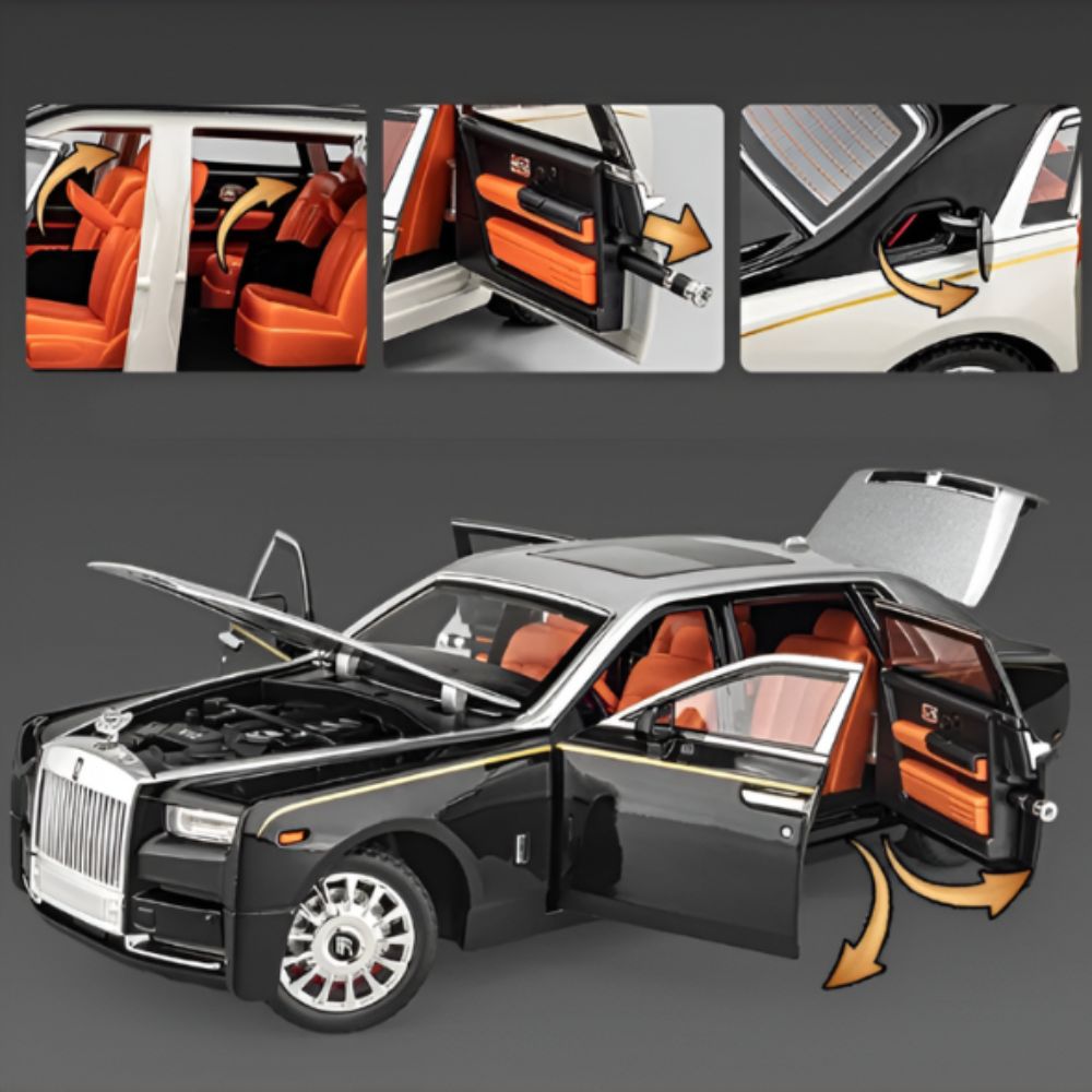 Rolls-Royce Phantom Diecast Model Car 1:18 Scale | Luxury Sedan Toy with Lights & Sound LMI15603 -