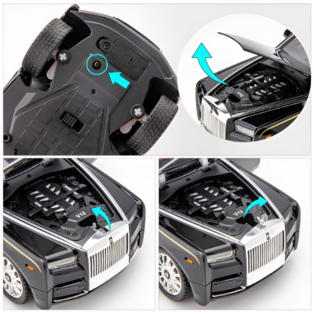 Rolls-Royce Phantom Diecast Model Car 1:18 Scale | Luxury Sedan Toy with Lights & Sound LMI15603 -